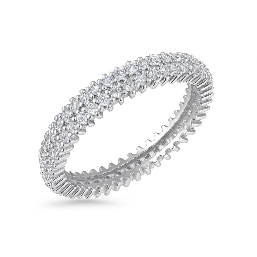 Inel femei argint 925 rodiat, model Eternity cu pietre zirconia pe toată circumferința