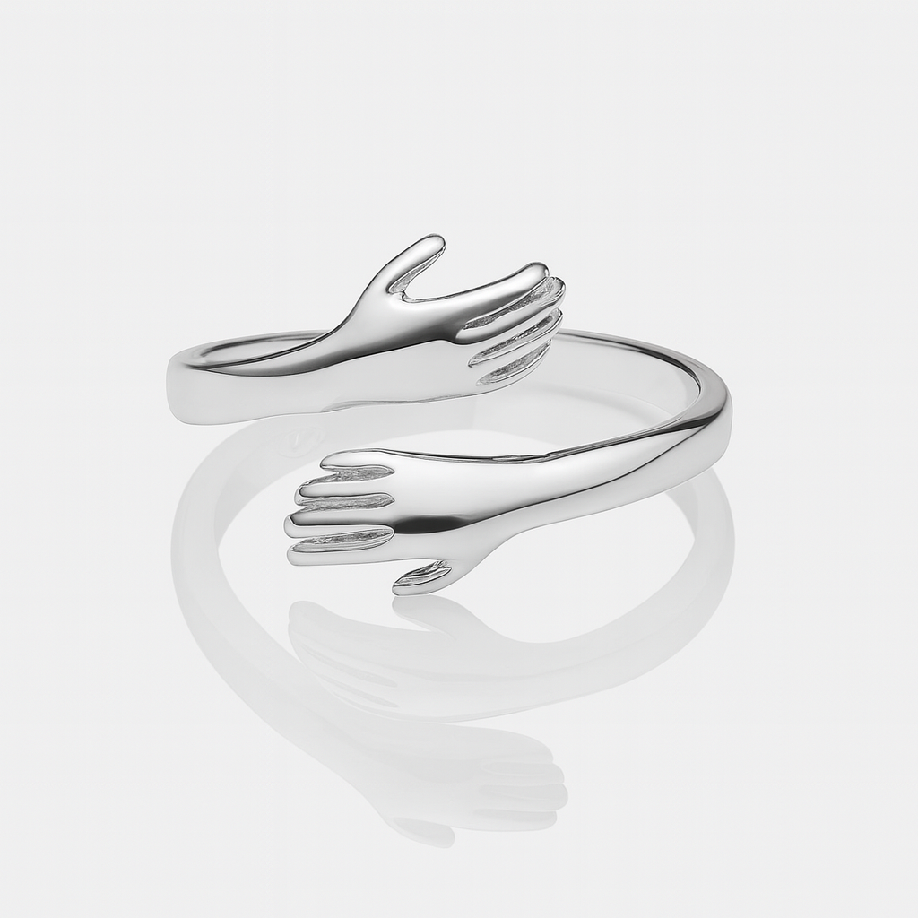 Inel modern din argint 925 cu mâini care se îmbrățișează, produs InfinityBijoux.ro