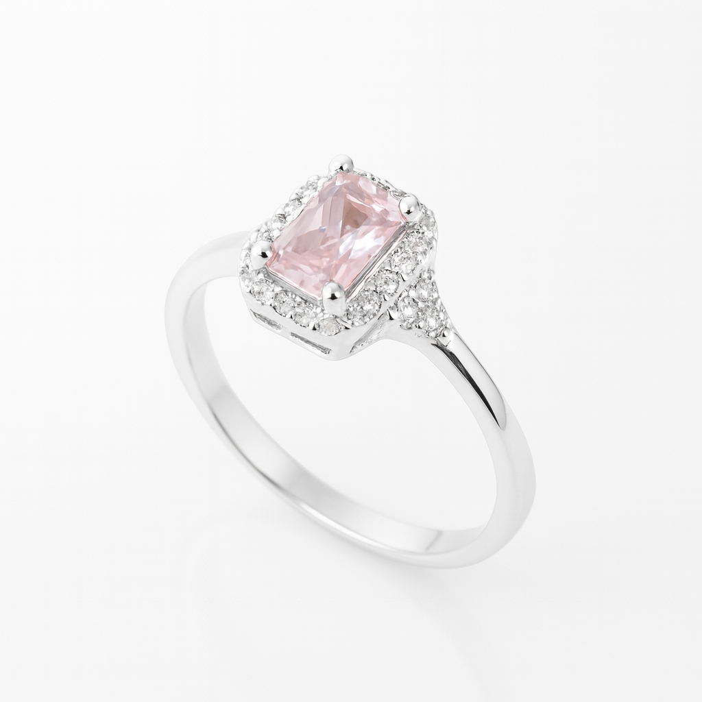Inel strălucitor din argint 925 cu piatră roz și detalii zirconia – accesoriu premium infinitybijoux.ro