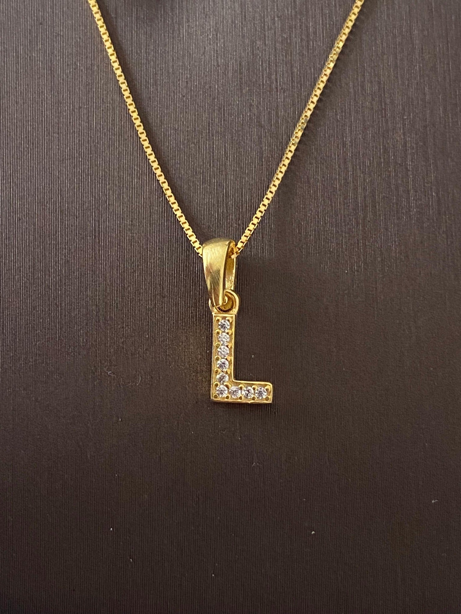 Colier din Argint 925 Placat cu Aur 14K, Pandantiv Litera L
