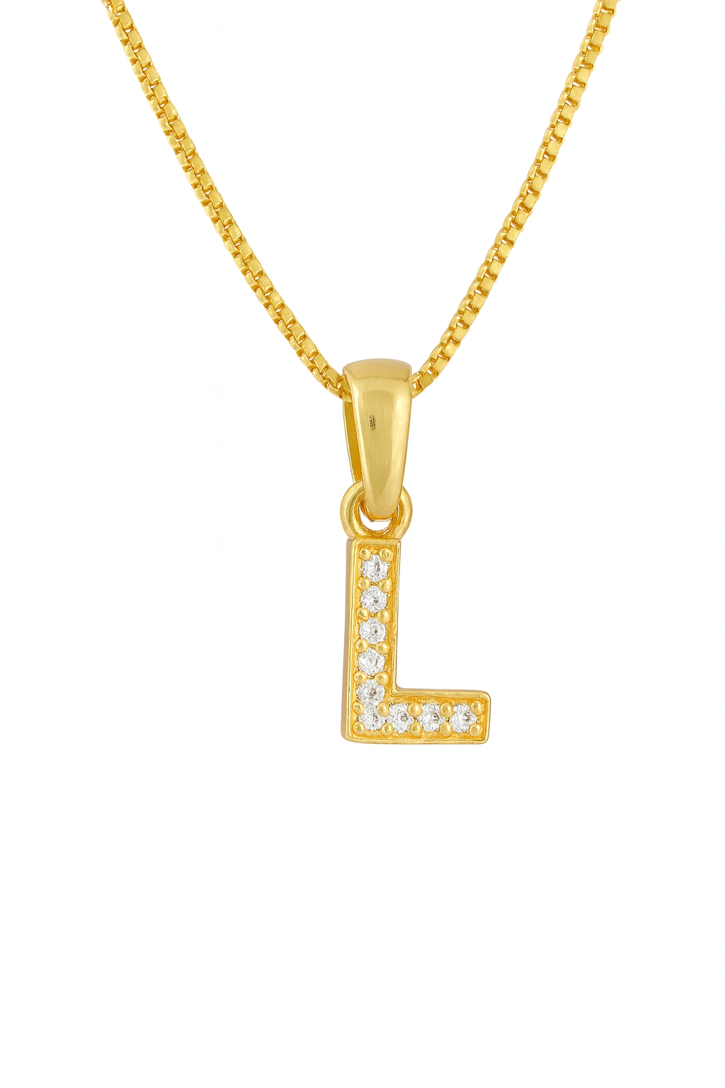 Colier din Argint 925 Placat cu Aur 14K, Pandantiv Litera L