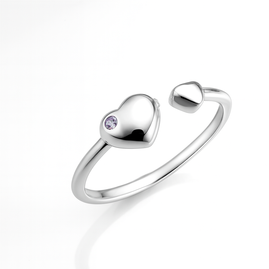 Inel Reglabil din Argint 925 cu Două Inimi – Simbol al Iubirii și Armoniei