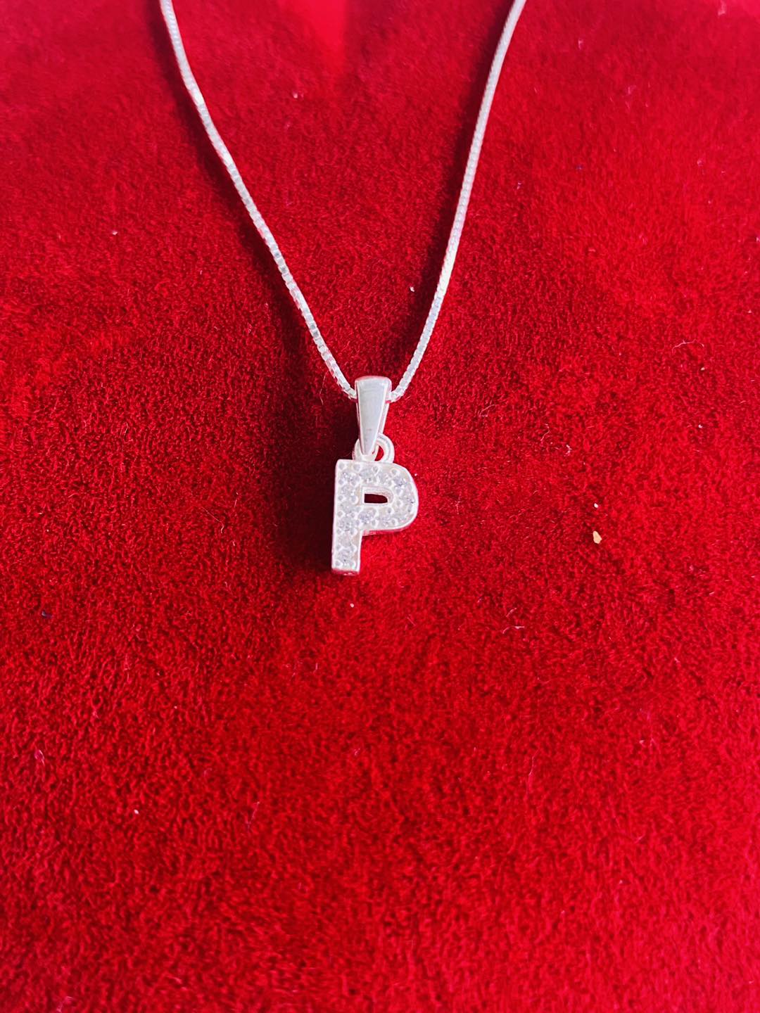 Colier din Argint 925 cu Pandantiv Litera P, Lănțișor 45 cm, Bijuterie Elegantă