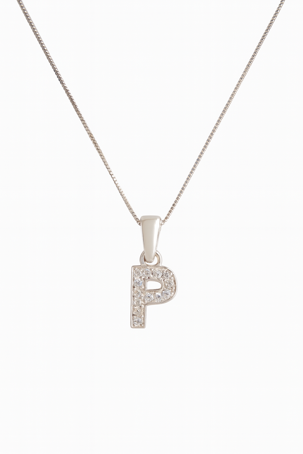Colier din Argint 925 cu Pandantiv Litera P, Lănțișor 45 cm, Bijuterie Elegantă