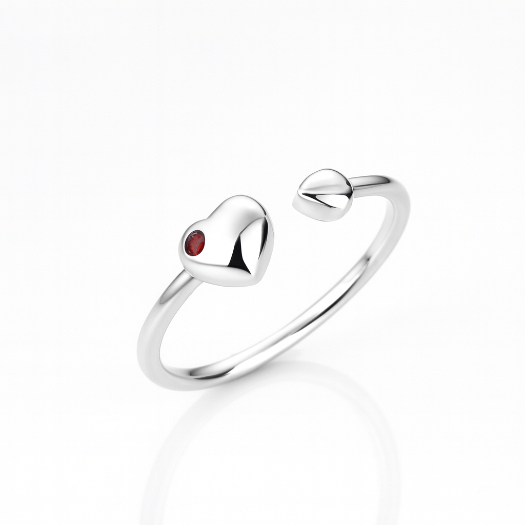 Inel Reglabil din Argint 925 cu Două Inimi – Simbol al Iubirii și Armoniei