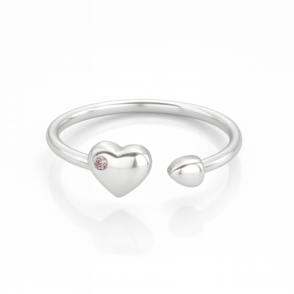 Inel Reglabil din Argint 925 cu Două Inimi – Simbol al Iubirii și Armoniei