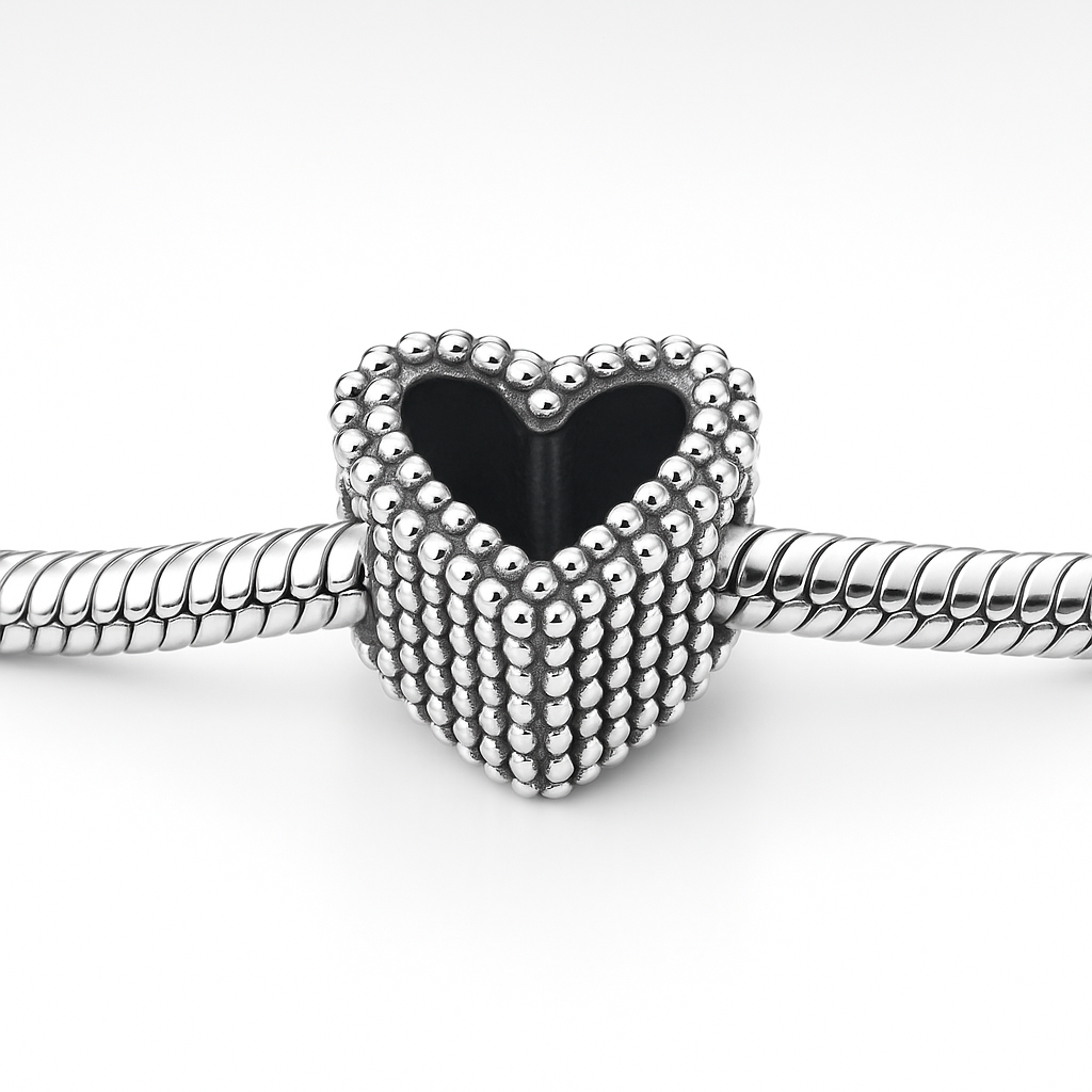 Talisman din argint 925 model inimă cu biluțe, bijuterie compatibilă Pandora