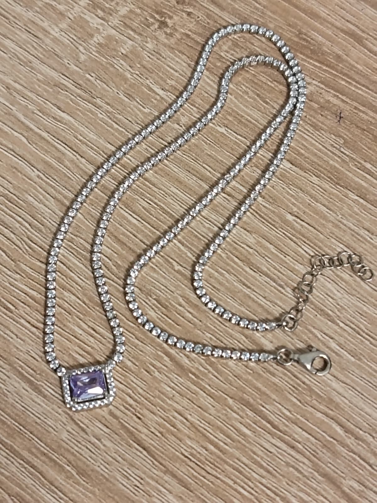 Colier Tenis din Argint 925 Rodiat cu Cristal Violet