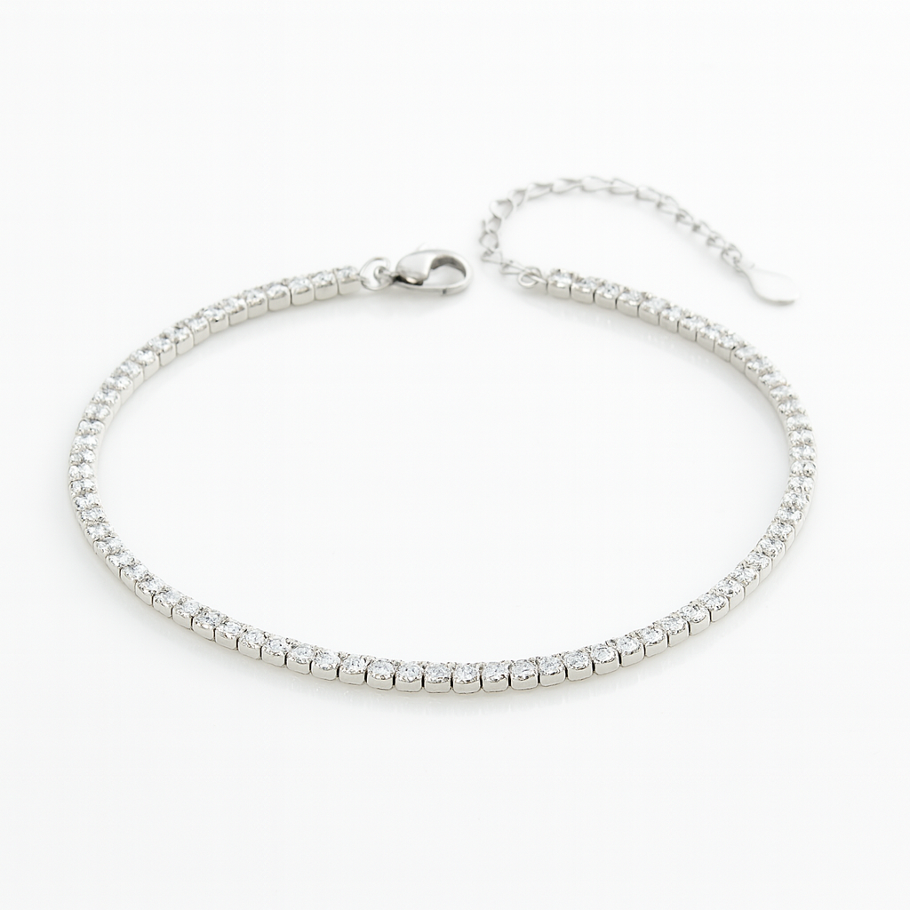 brățară tenis din argint 925 rodiat cu zirconii albe, lungime reglabilă 17+3 cm