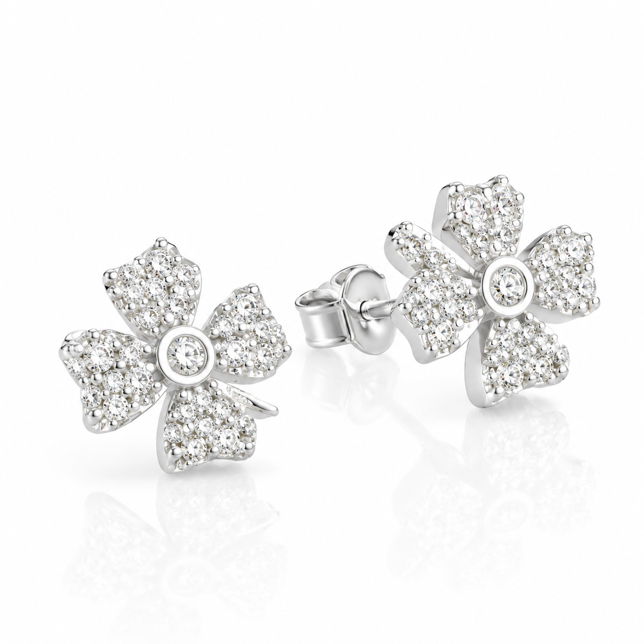 Cercei din Argint 925 „Floarea Zorilor” – Eleganță Delicată cu Zirconii Strălucitoare. CD616