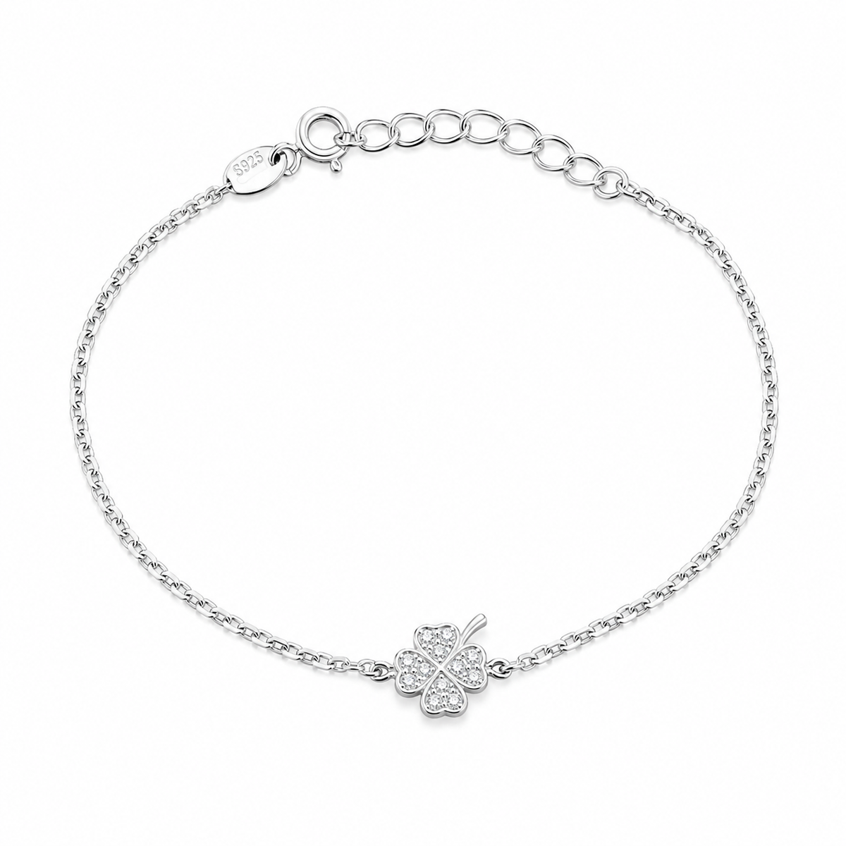 Brățară din Argint 925 „Trifoiul Norocos” cu Zirconii – 13 + 2,5 cm BD451