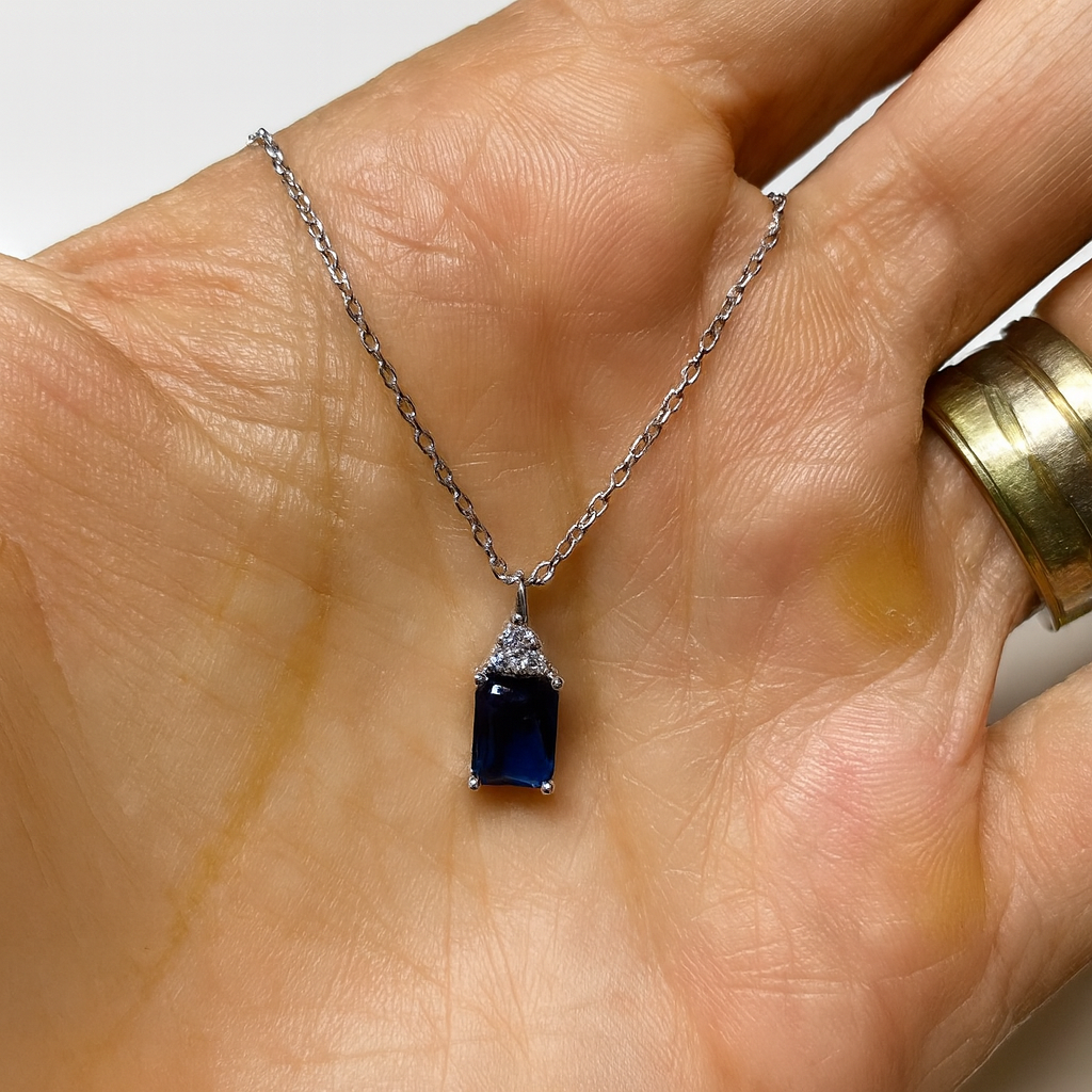 Colier cu Safir Albastru din Argint 925 Rodiat