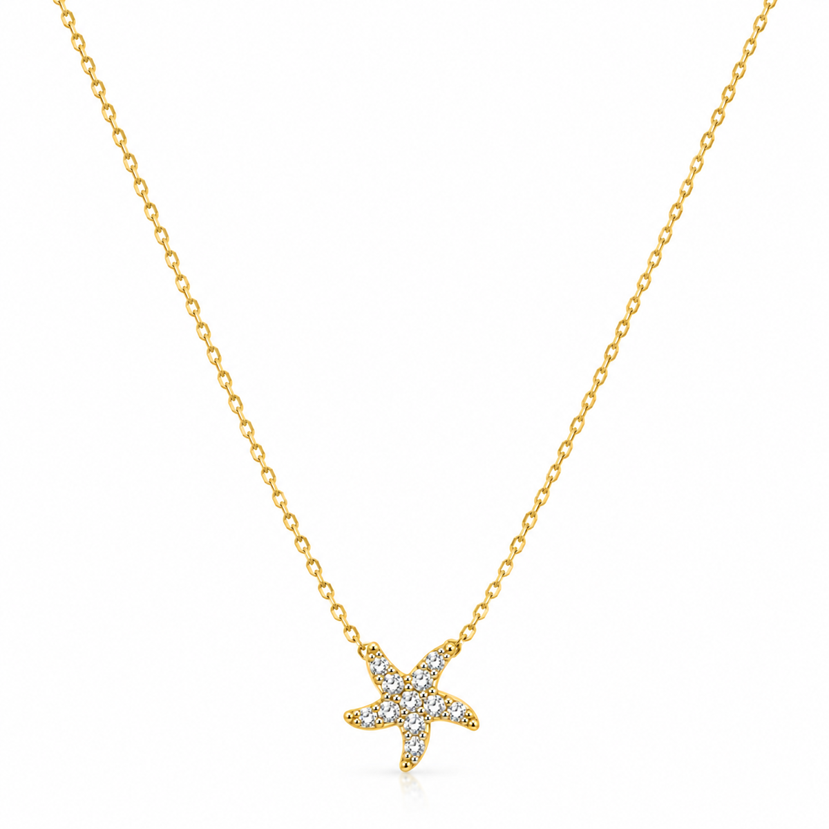 Colier Stea de Mare din Argint 925 Placat cu Aur, Zirconii Strălucitoare, 41 + 5 cm. C145