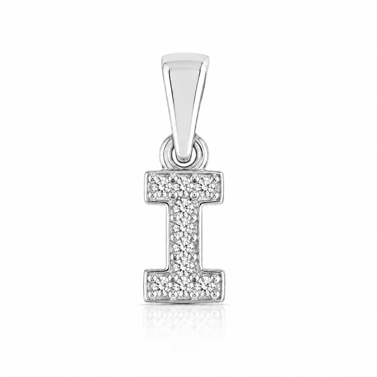 Pandantiv cu Inițiala I din Argint 925 și Zirconii – Literă I Elegantă, 1 cm, 0.76 g, Bijuterie Personalizată pentru Femei P61