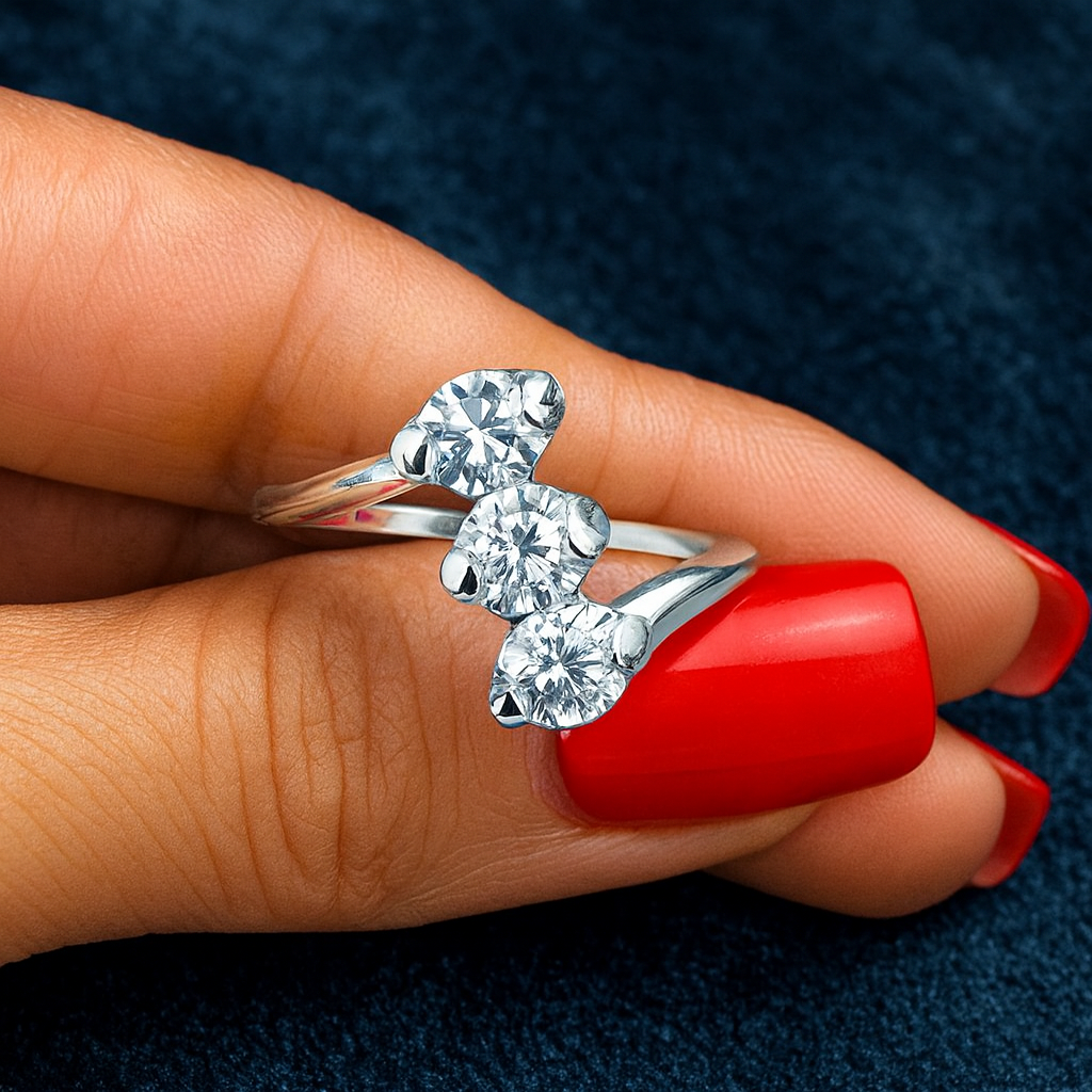 bijuterie elegantă inel argint 925 pentru damă, cu design modern și pietre cubic zirconia