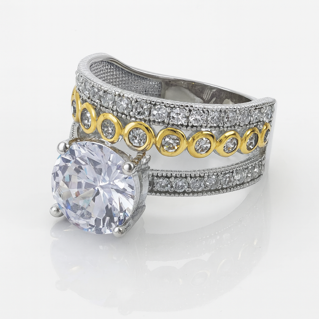 bijuterie rafinată din argint 925 rodiat cu piatră mare și design elegant, inel pentru ocazii speciale InfinityBijoux.ro