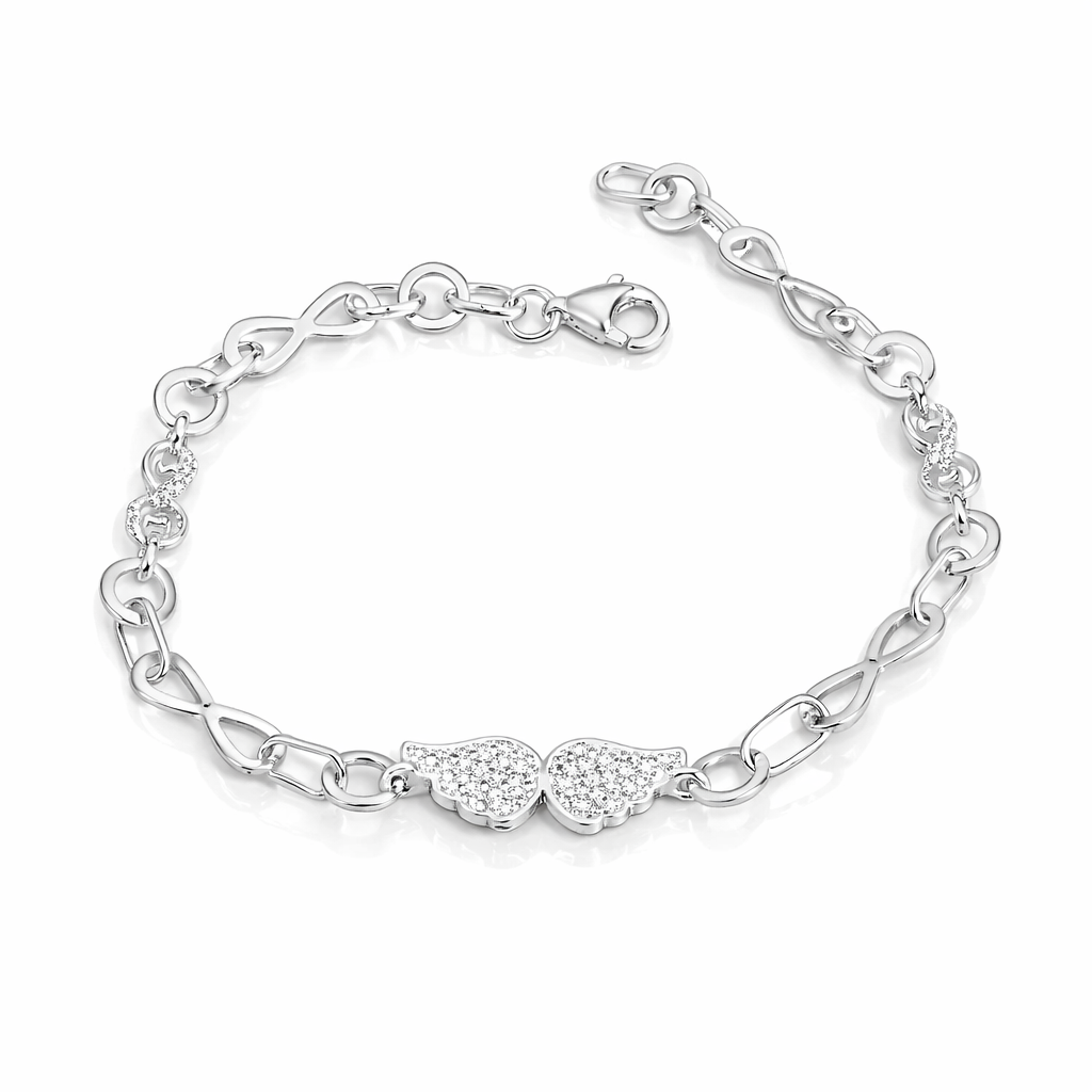 bratara argint 925 dama cu aripi de inger si infinit, bijuterie fina pentru cadou