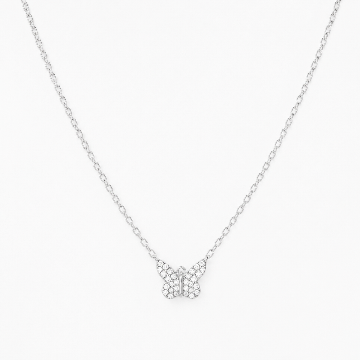 Colier „Aripi de Lumină” din Argint 925 cu Fluture și Zirconii – 40 + 5 cm. C247