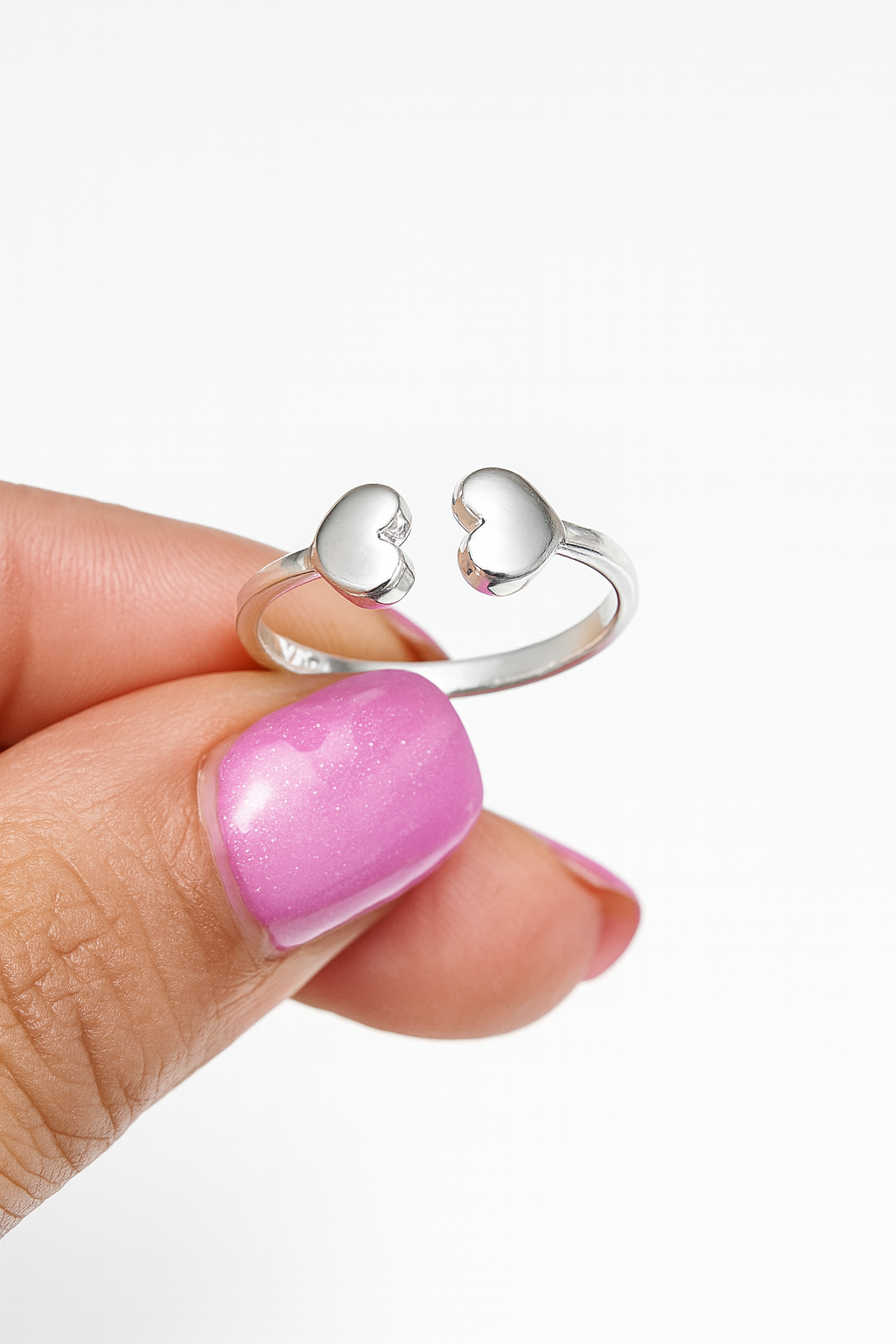 Inel Reglabil Duo Inimă din Argint 925, Bijuterie Elegantă și Versatilă