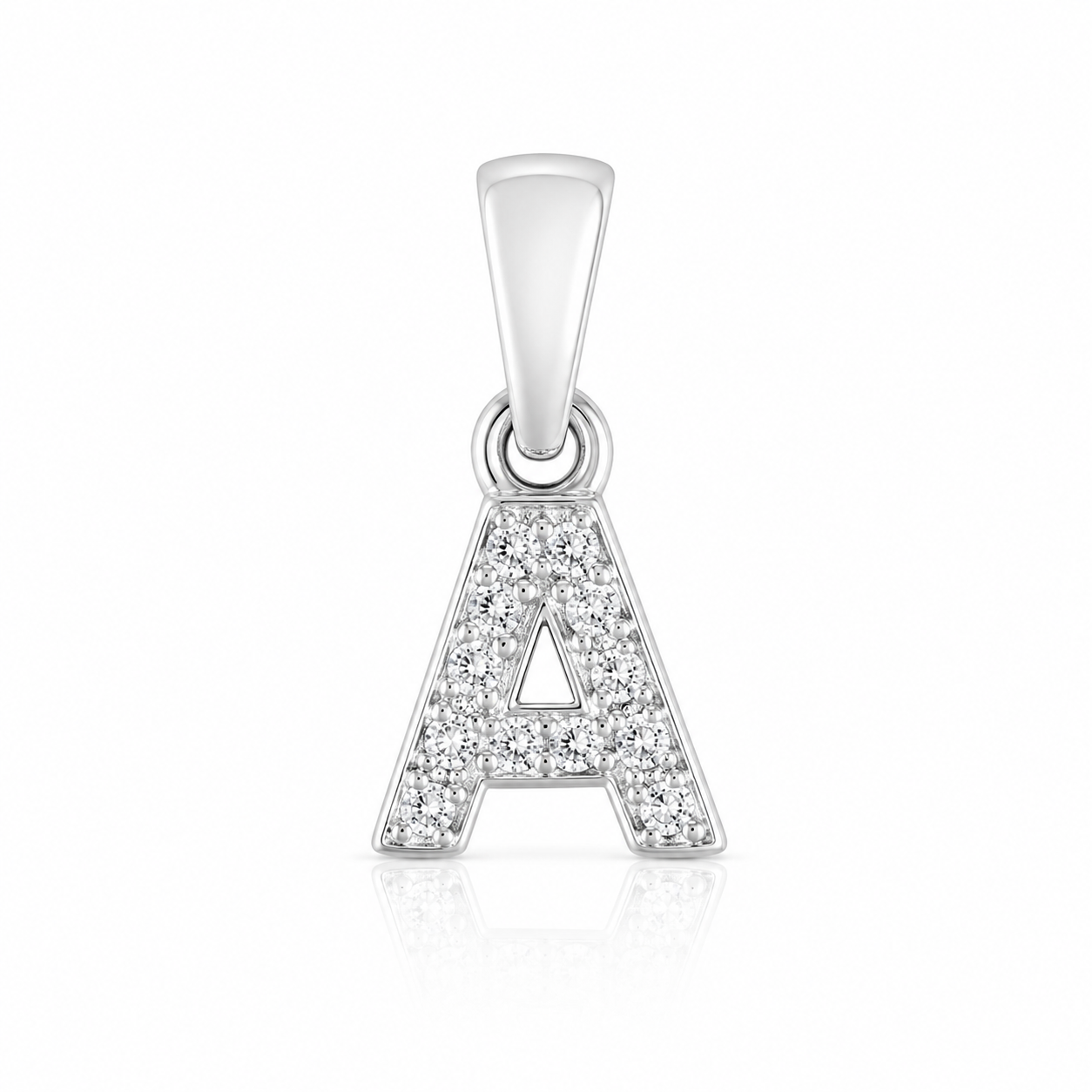 Pandantiv din Argint 925 cu Inițiala A și Zirconii – Litera A Elegantă, Cadou Personalizat pentru Ea. P61