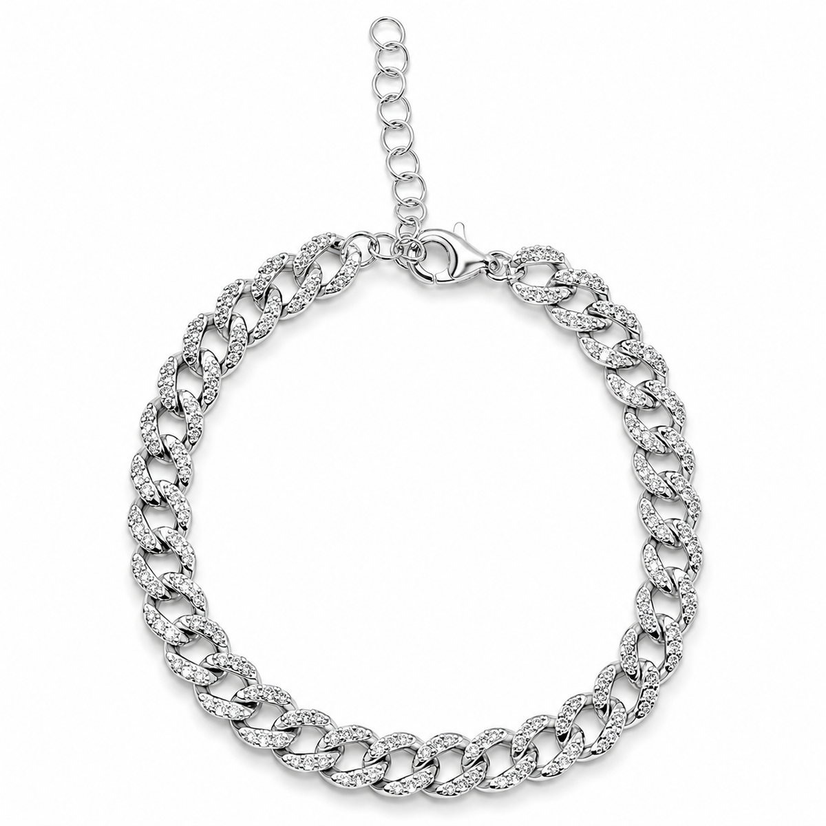 Brățară din Argint 925 „Elena” cu Zirconii Strălucitoare – Model Tip Lanț Cuban 9,30 g BD463