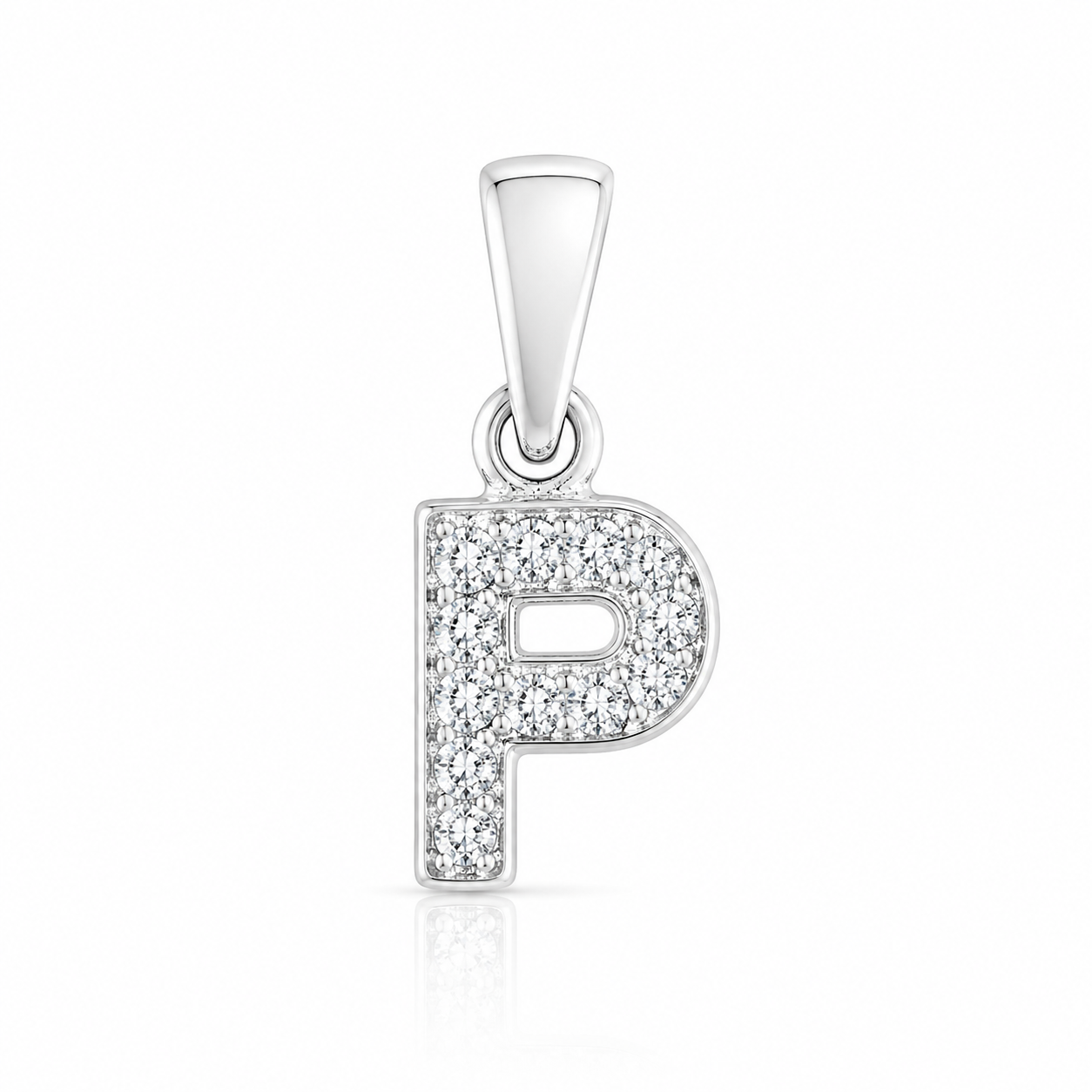 Pandantiv Litera P din Argint 925 cu Zirconii – Inițiala P, 1 cm, Cadou Elegant pentru Femei P61