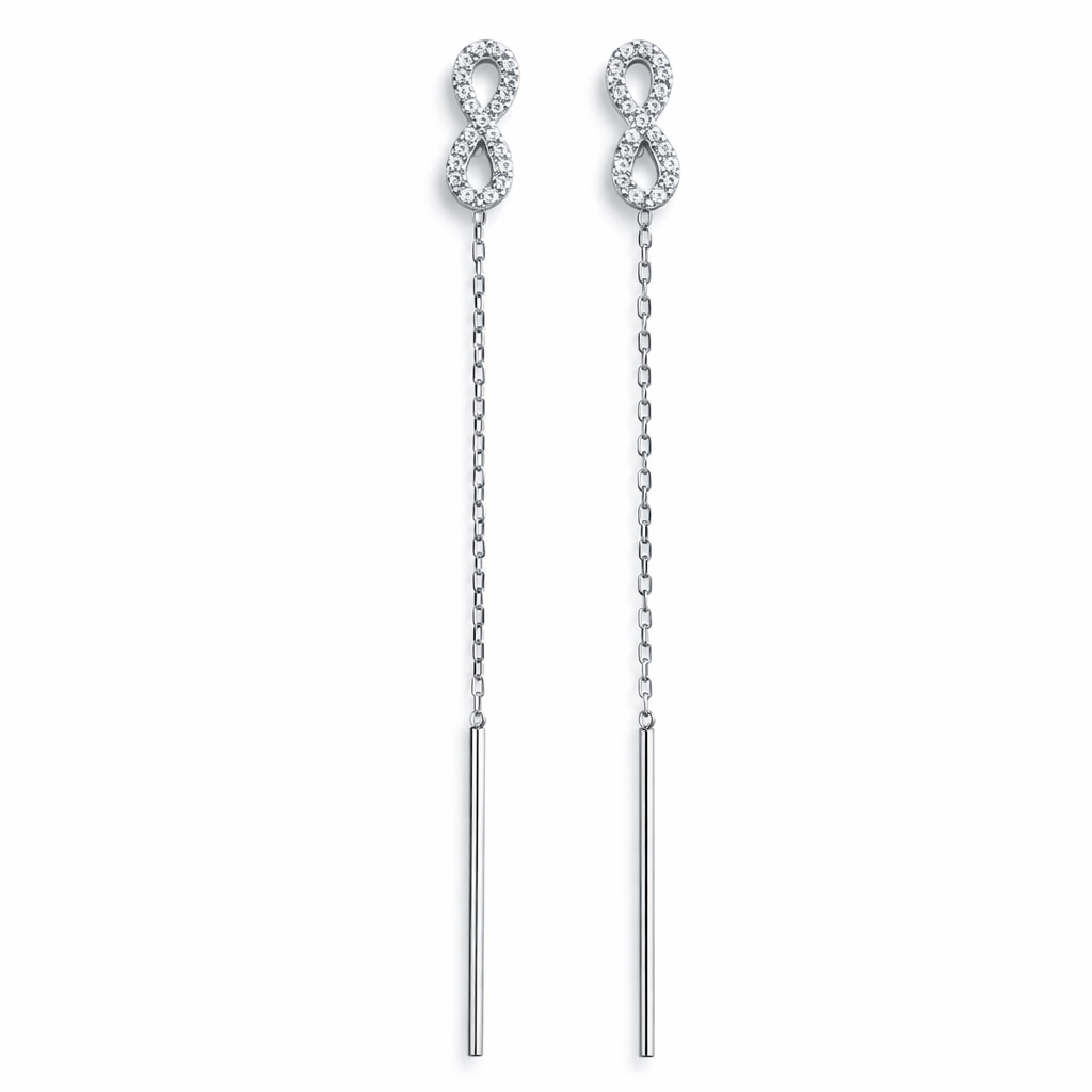 cercei eleganți din argint 925 rodiat cu infinit, bijuterii damă premium