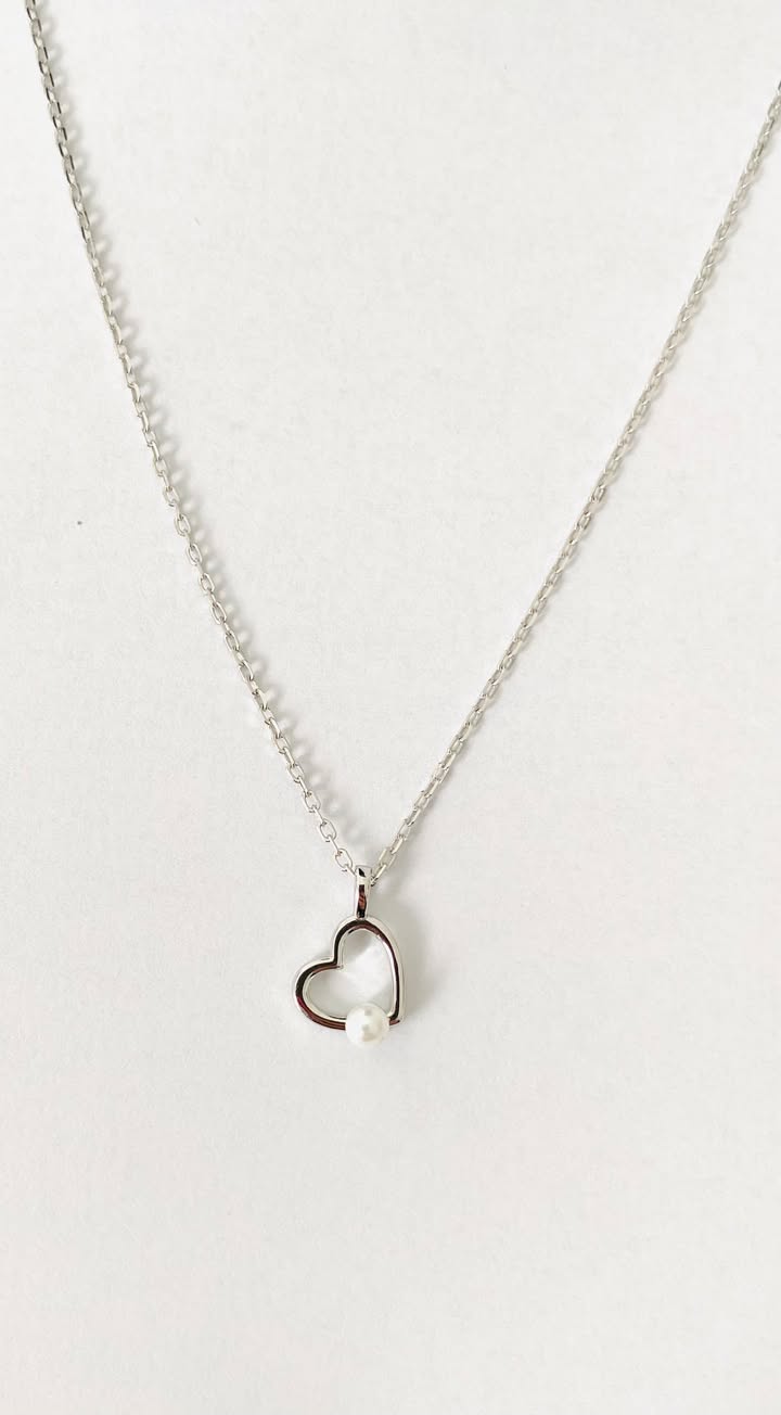 Colier din argint 925 cu inimioara si perla de cultura