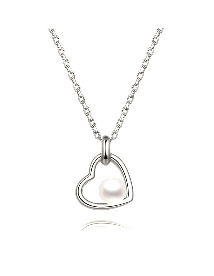 Colier din argint 925 cu inimioara si perla de cultura