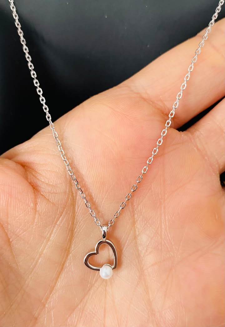 Colier din argint 925 cu inimioara si perla de cultura