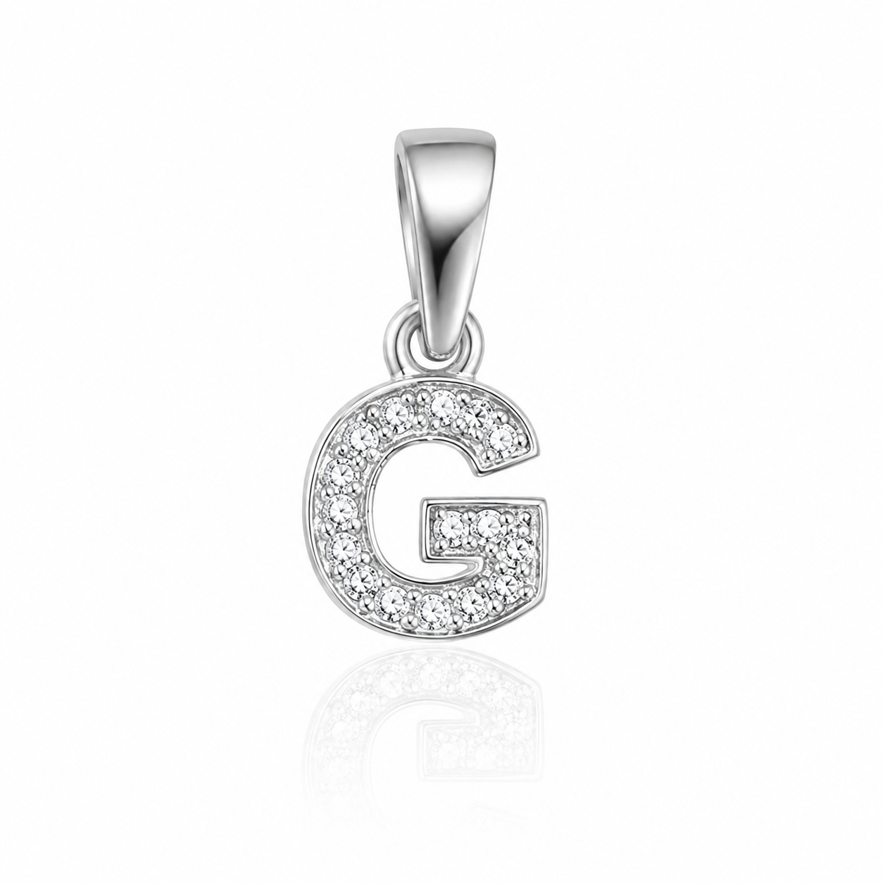 Pandantiv cu Inițiala G din Argint 925 și Zirconii – Literă G Elegantă, 1 cm, 0.76 g, Bijuterie Personalizată pentru Femei
