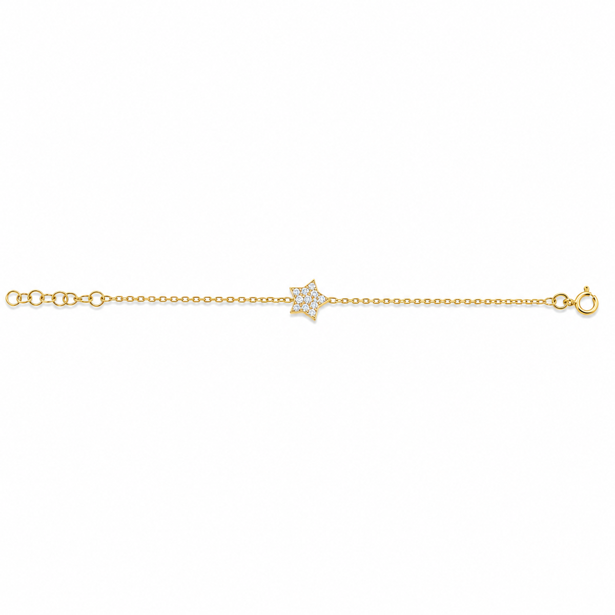 Brățară din Argint 925 Placată cu Aur „Steaua Dorințelor” cu Zirconii – 13 + 3 cm BD467