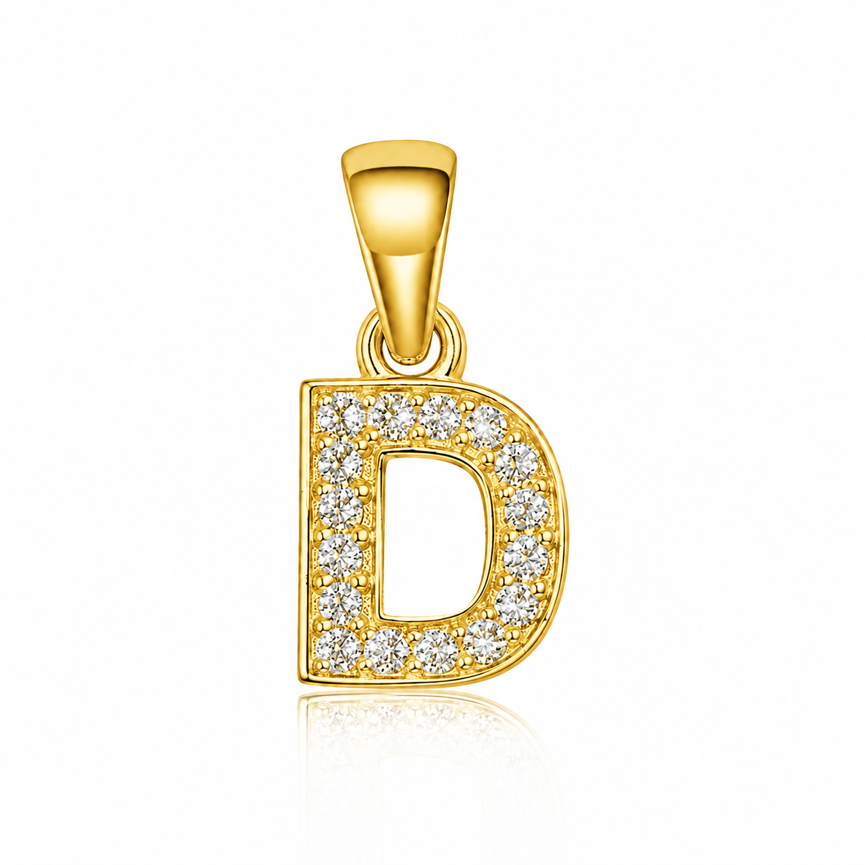 Pandantiv cu Inițiala D Placat cu Aur 14K din Argint 925 și Zirconii – Literă D Elegantă, Bijuterie Personalizată pentru Femei P61