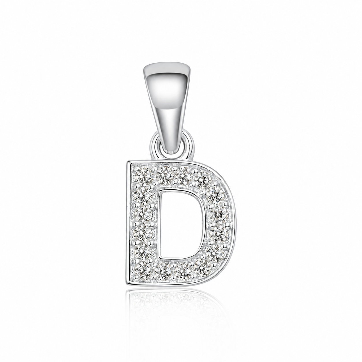 Pandantiv cu Inițiala D din Argint 925 și Zirconii – Literă D Elegantă, Bijuterie Personalizată pentru Femei P61