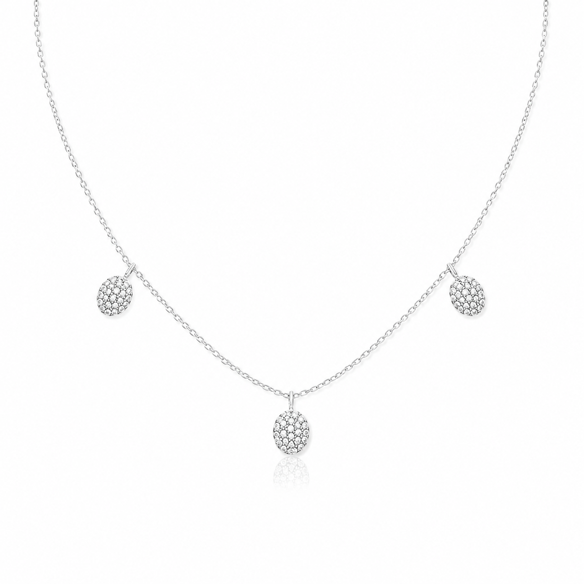 Colier Damă din Argint 925 „Luna de Cristal” cu Trei Medalioane Strălucitoare. C109