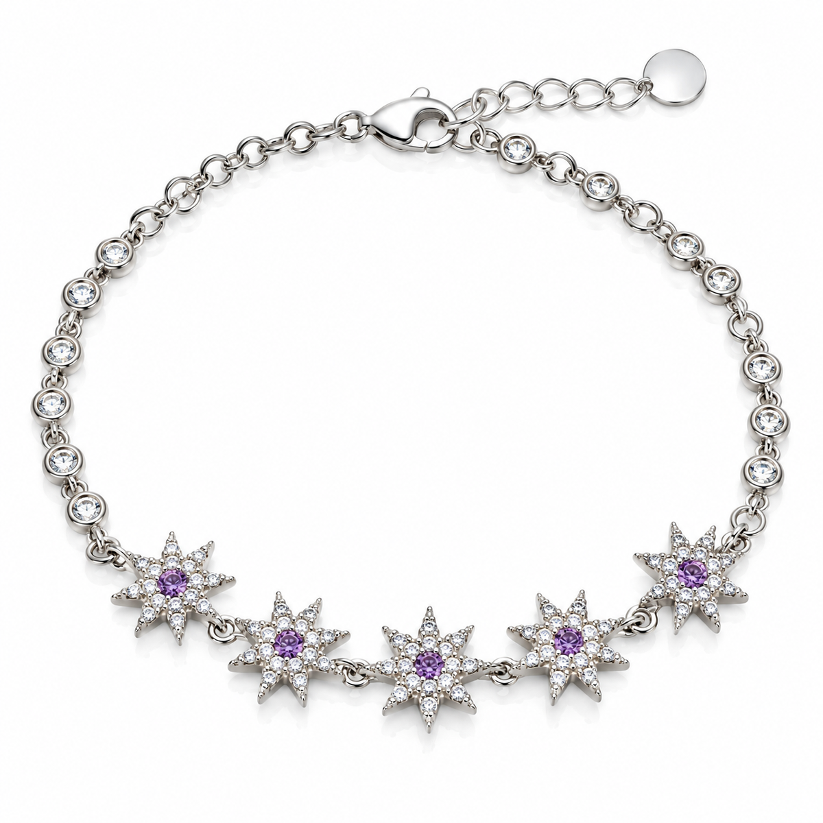 Brățară din Argint 925 „Constelația Violet” cu Stele și Zirconii