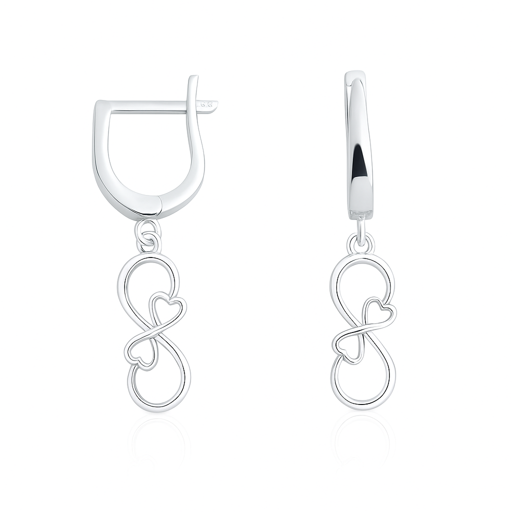 cercei argint 925 cu simbol infinit și inimă, accesorii cadou premium