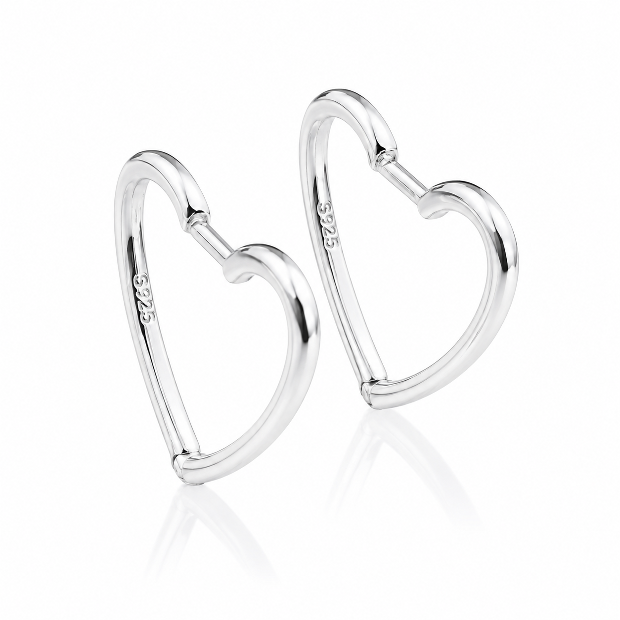 Cercei Inimă din Argint 925 – Eleganță Minimalistă, Design Modern 2x2 cm, 3.35g, Cadou Ideal Femei. CD514