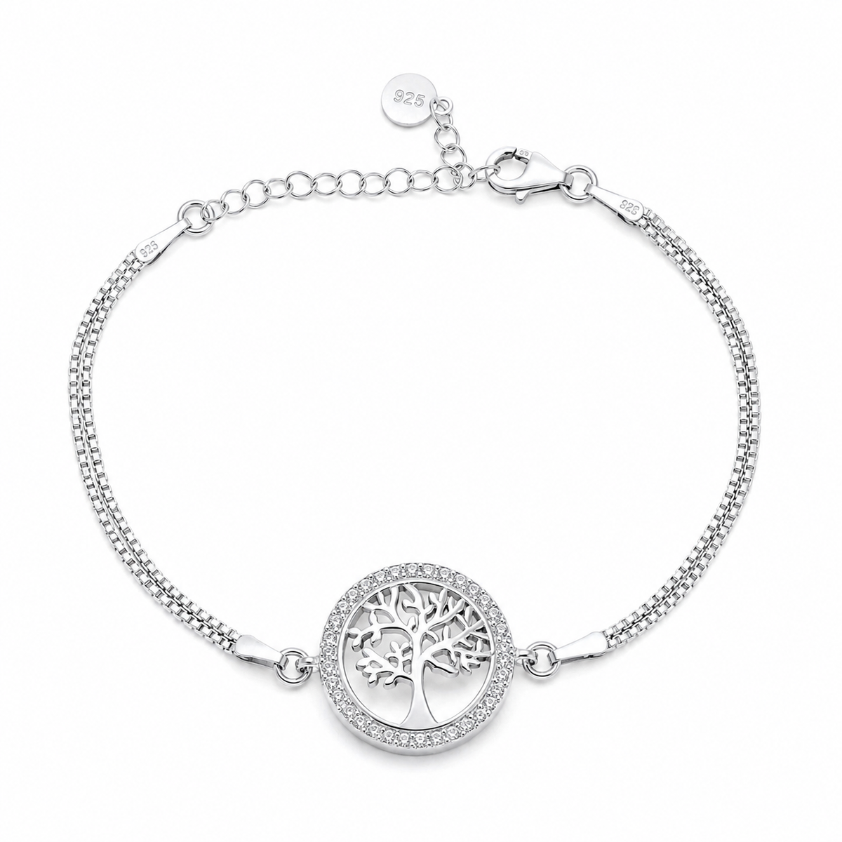 Brățară din Argint 925 „Arborele Vieții” cu Zirconii – Reglabilă 14+4 cm, 3,70 g BD459