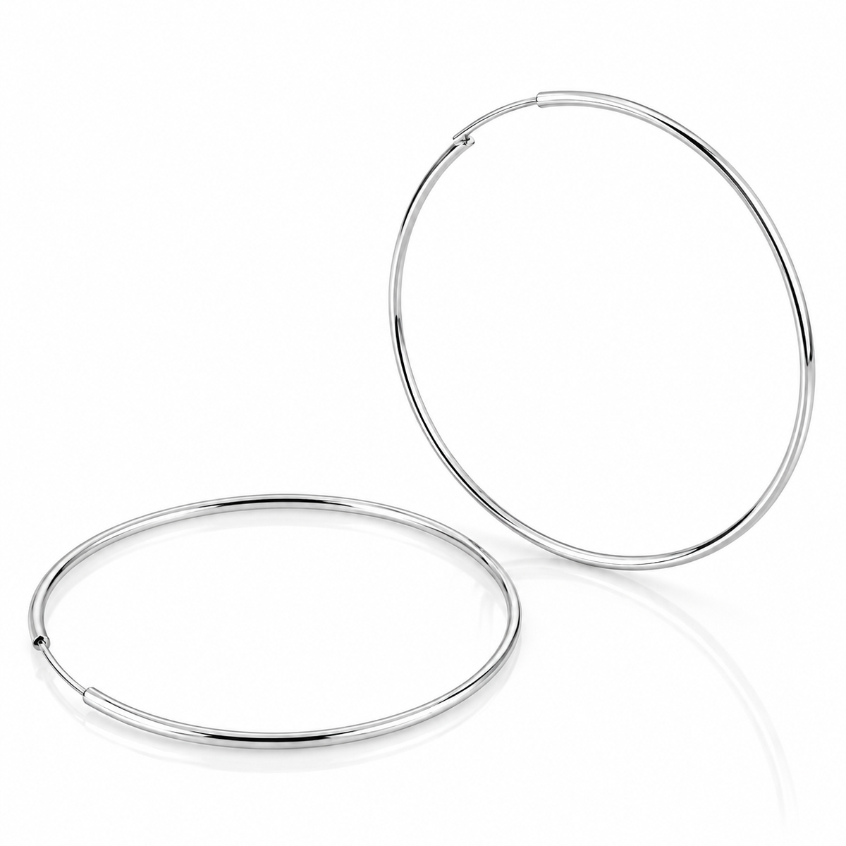 Cercei Creole XXL „Silver Infinity” din Argint 925 – Cercuri Mari, Subțiri și Elegante, Diametru 7,5 cm. CD716