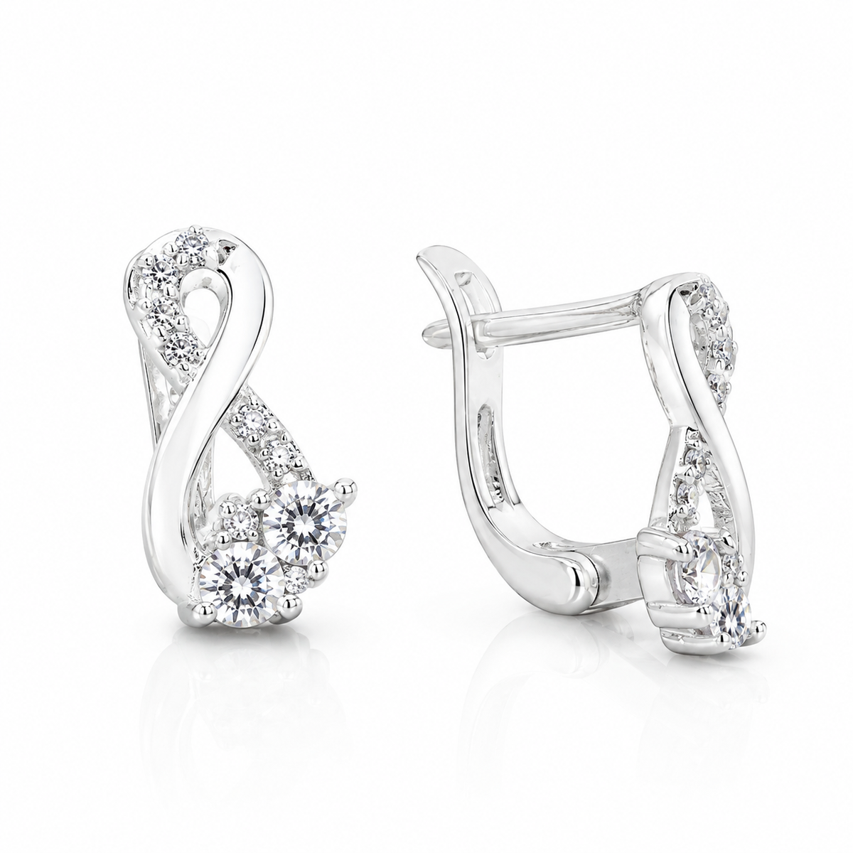 Cercei Infinit Dublu „Elara” din Argint 925 cu Zirconii Albe – Eleganță și Simbolul Iubirii Infinite. CD633