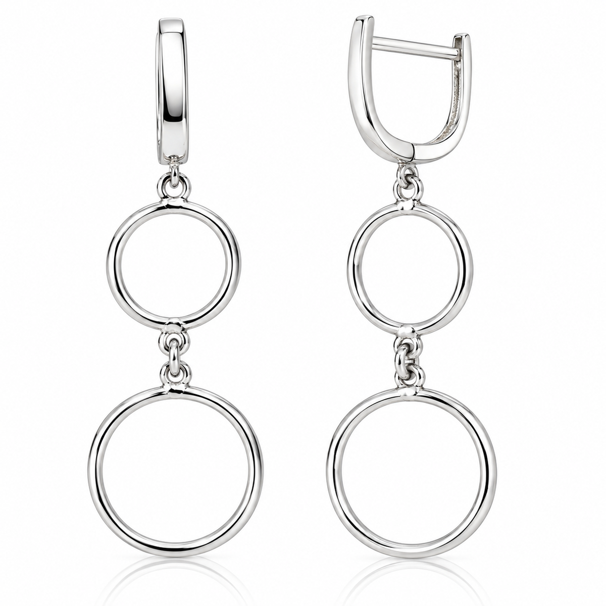 Cercei Lungi din Argint 925 „Eternal Circles” – Două Cercuri Mobile, 5 cm, 4,96 g