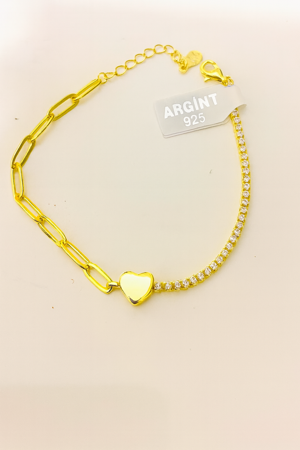 Brățară Tenis Shine of Heart din Argint 925 placat cu Aur 14K