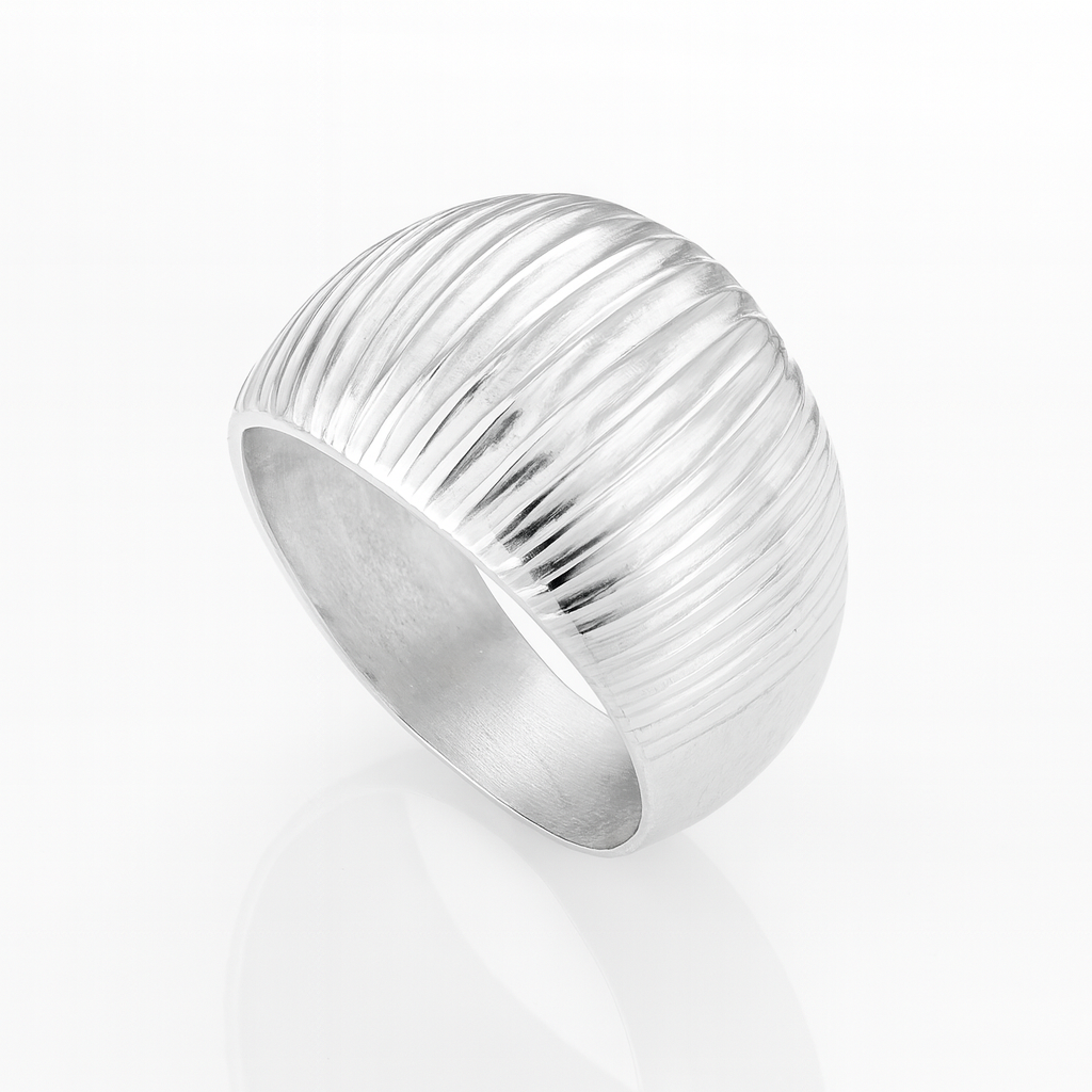 inel argint 925 bombat cu dungi verticale, bijuterie elegantă pentru femei și bărbați, imagine produs InfinityBijoux.ro
