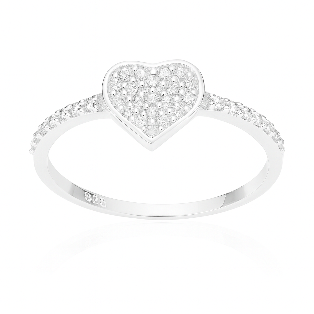 inel argint 925 pentru dama cu simbol inima si pietre cubic zirconia