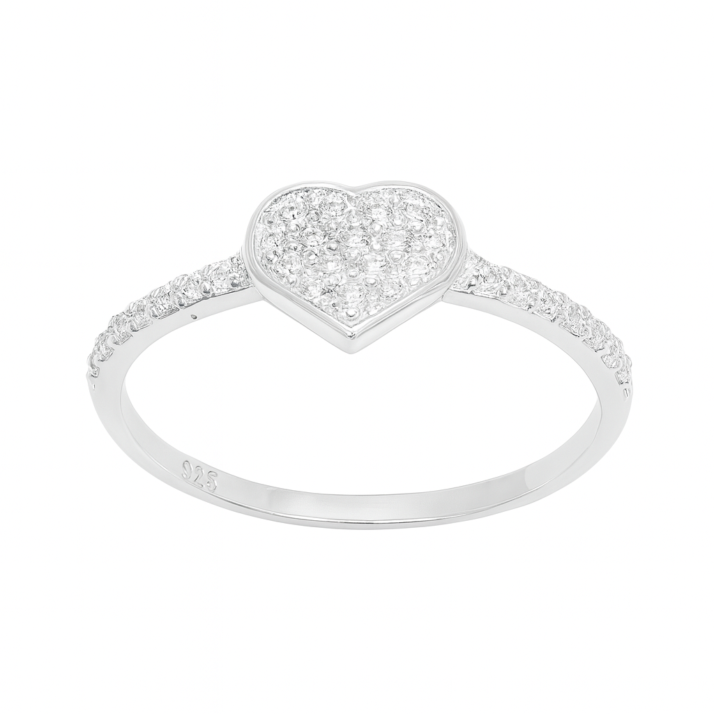 inel din argint 925 cu inima pave si zirconii stralucitoare