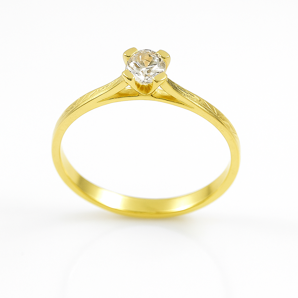 inel elegant de logodnă din argint 925 și aur 14K, bijuterie rafinată cu piatră cubic zirconia, imagine produs infinitybijoux.ro