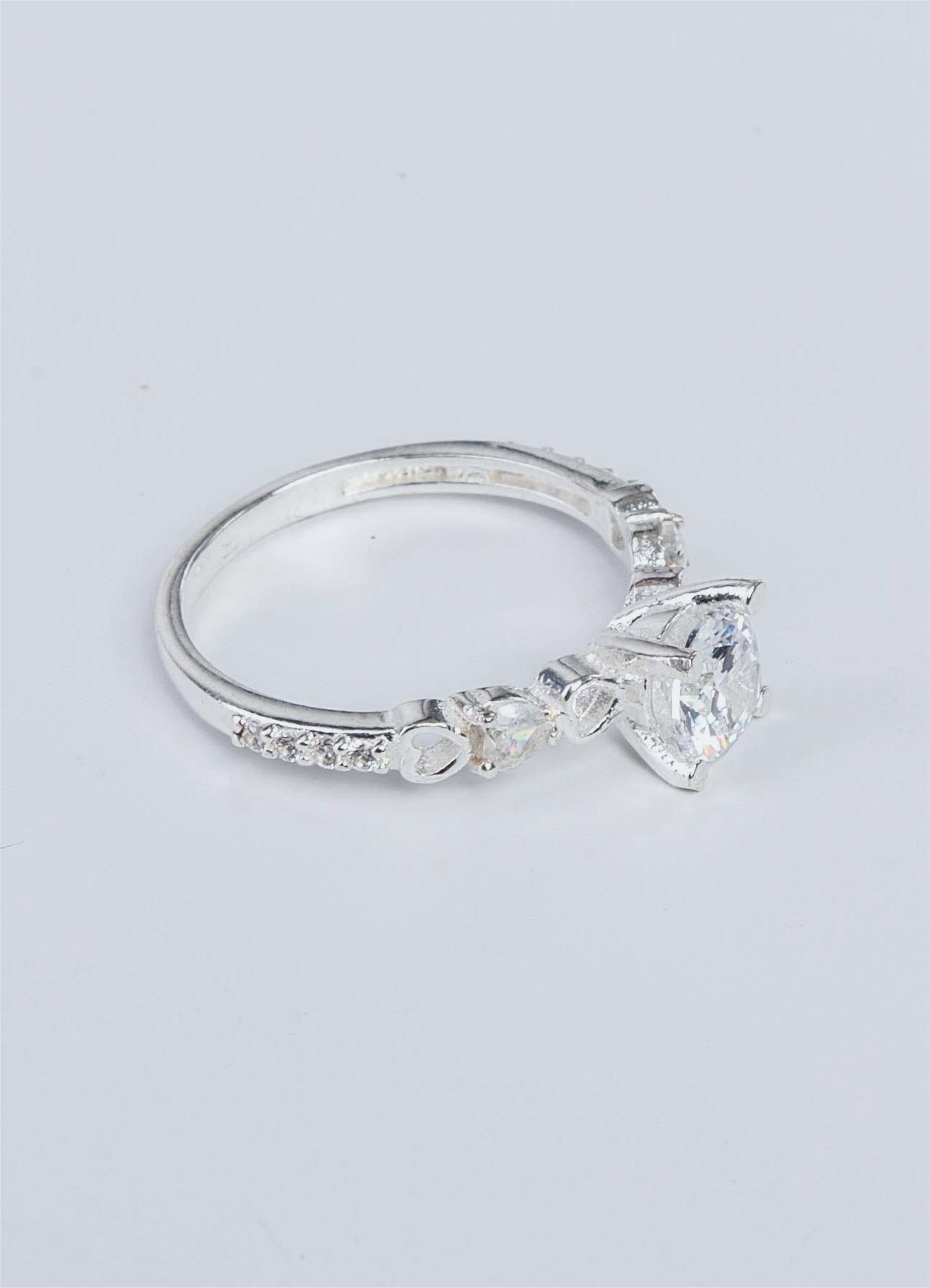 Inel de logodna din argint 925, model cu inimioare