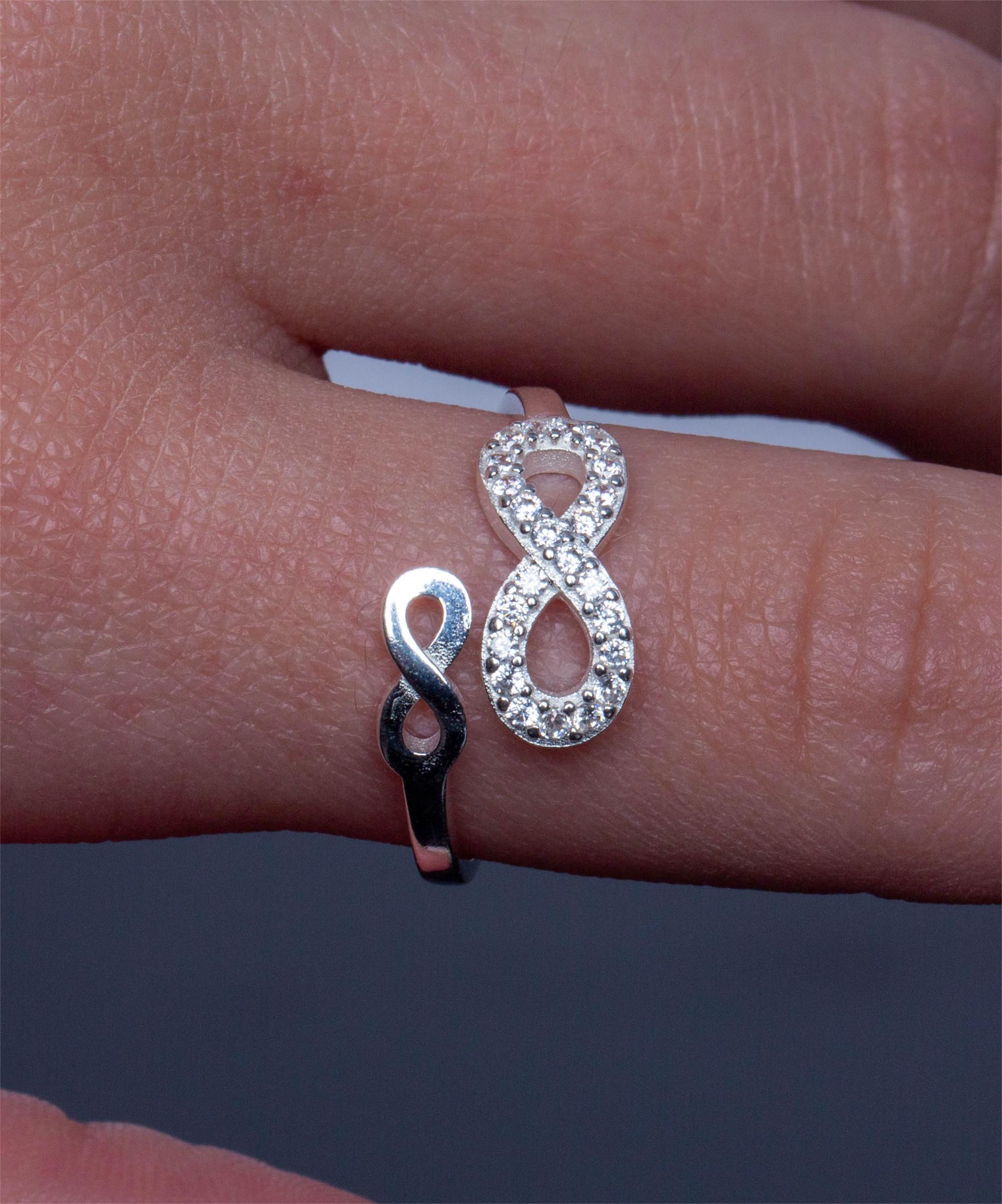 Inel reglabil din argint 925 Double Infinity