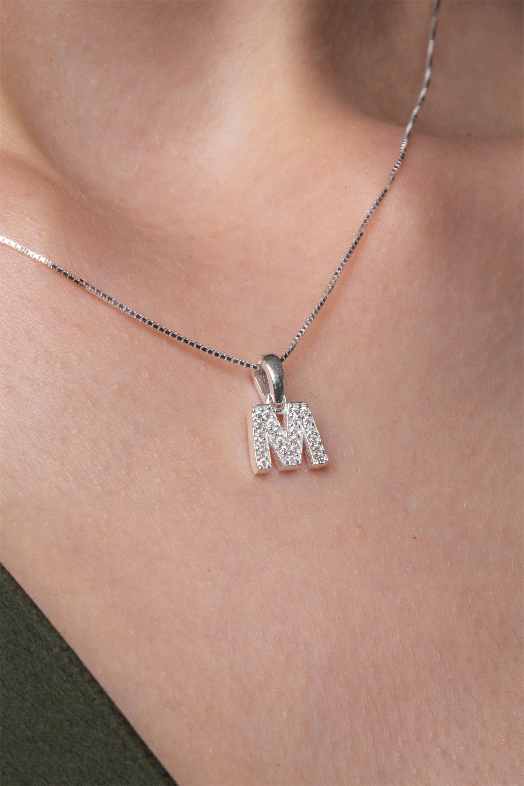 Colier din argint 925 cu initiala M